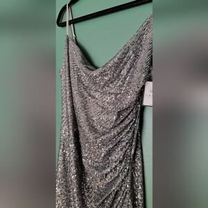 Laundry By Shelli Segal Gunmetal Sequin Dress